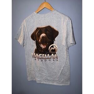 Magellan Outdoors Mens Graphic T Shirt Chocolate Lab Dog Print Gray Size M